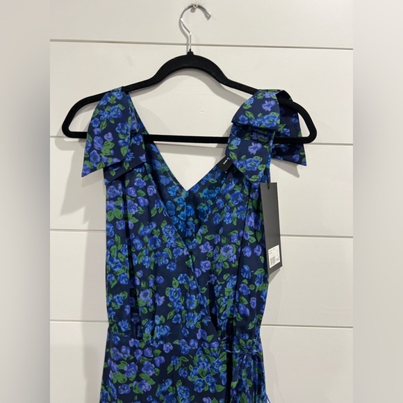NWT The Kooples blue floral silk wrap dress - Picture 3 of 7